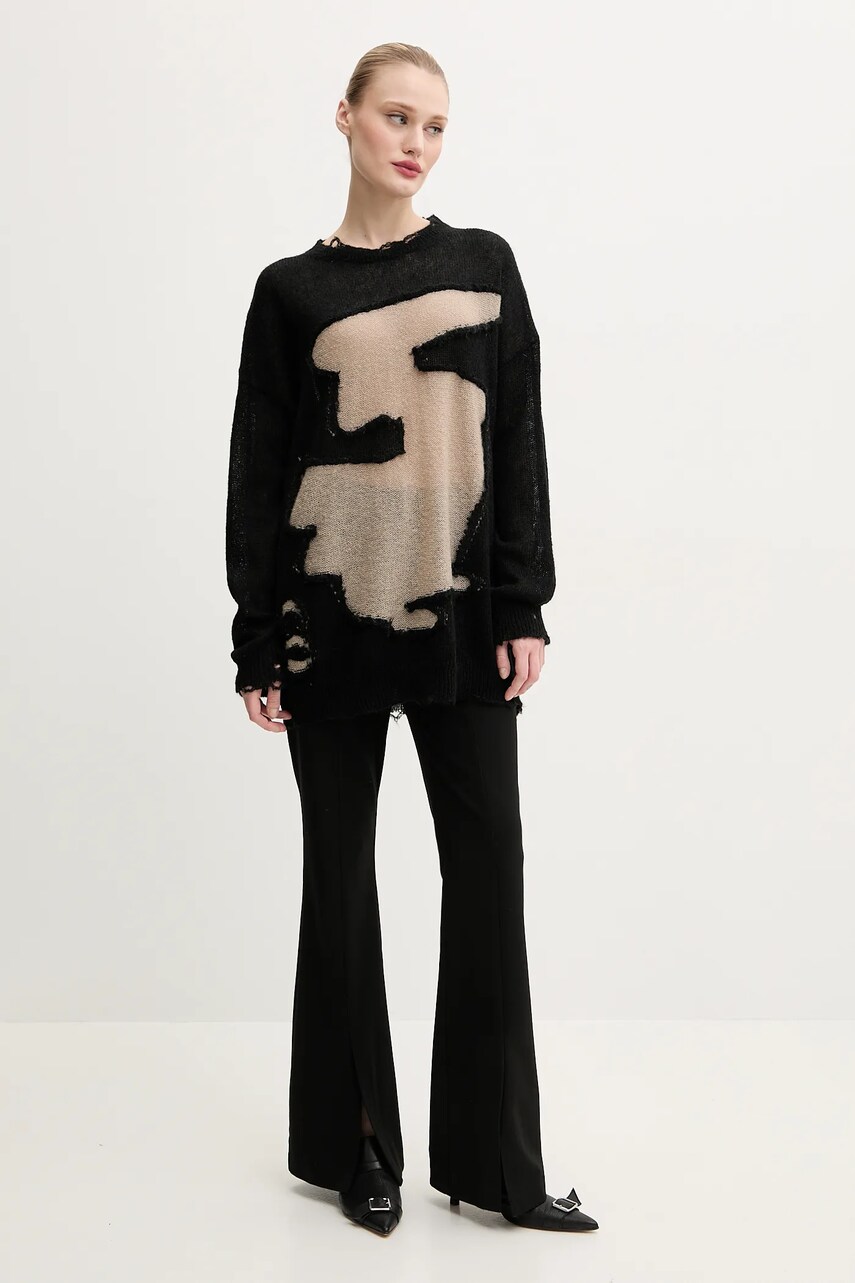 Светр з домішкою вовни MM6 Maison Margiela жіночий колір чорний легкий S52HL0040.M13088