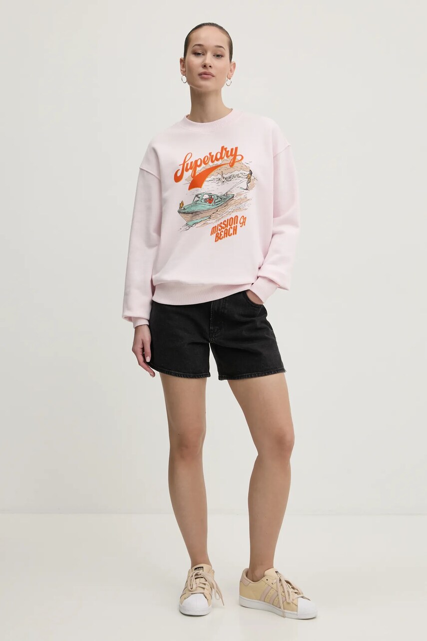 Бавовняна кофта Superdry жіноча колір рожевий з принтом W2012247A-D7F