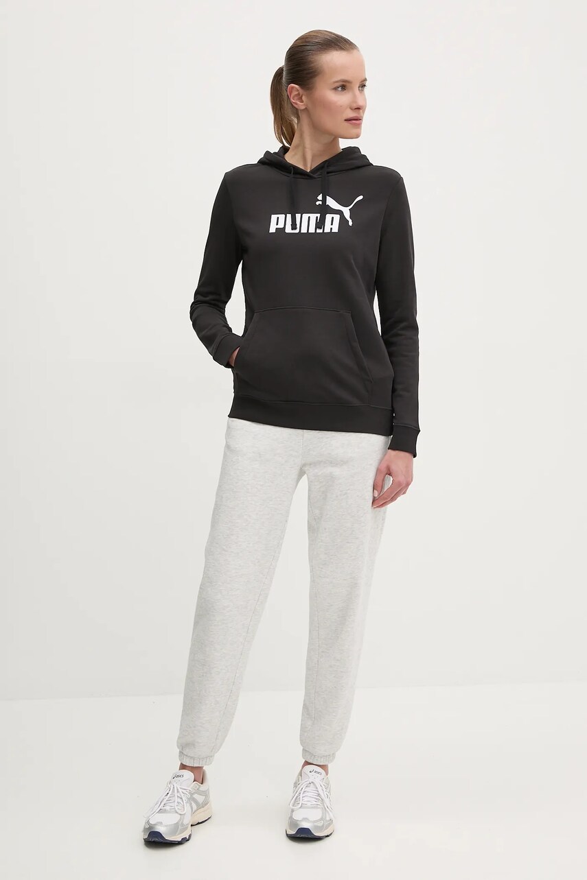 Кофта Puma жіноча колір чорний з капюшоном з принтом 682390