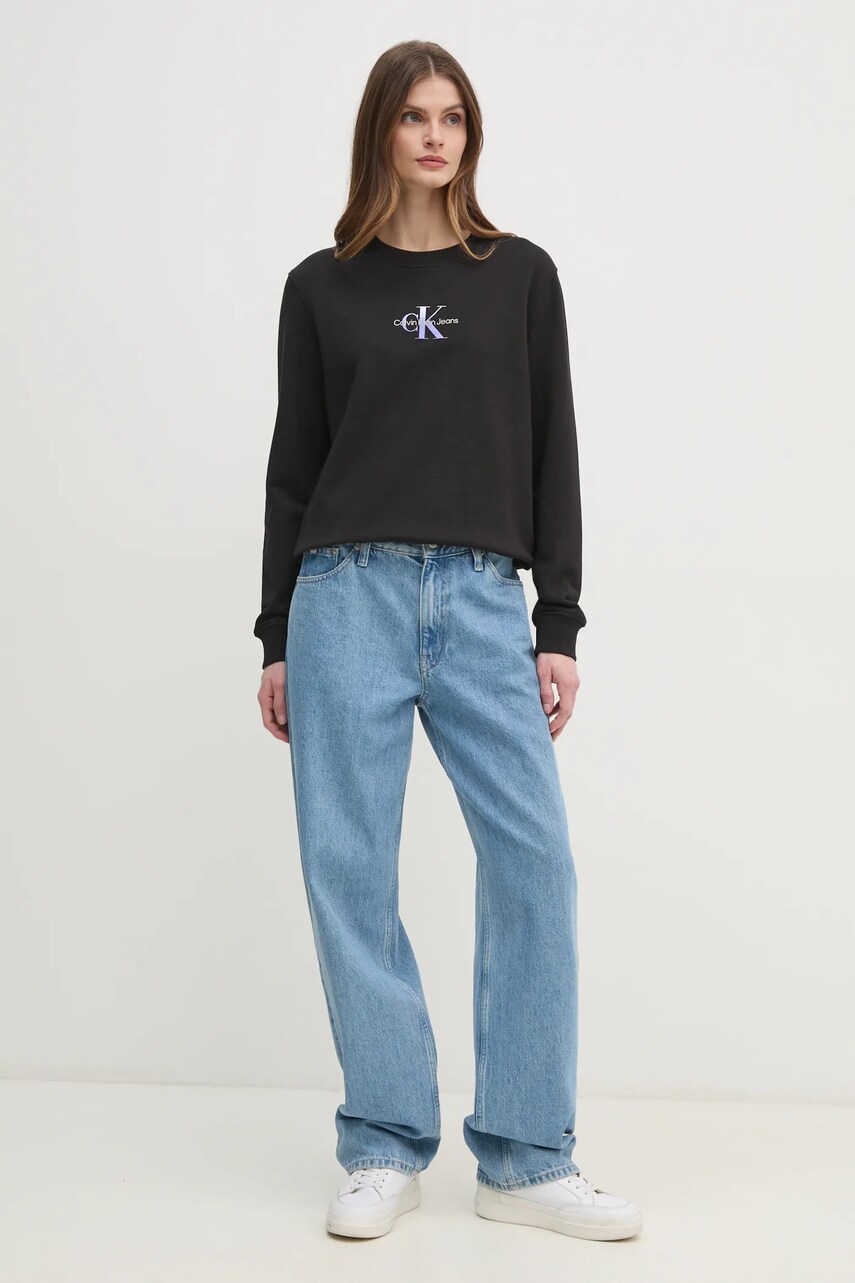 Бавовняна кофта Calvin Klein Jeans жіноча колір чорний з принтом J20J225360