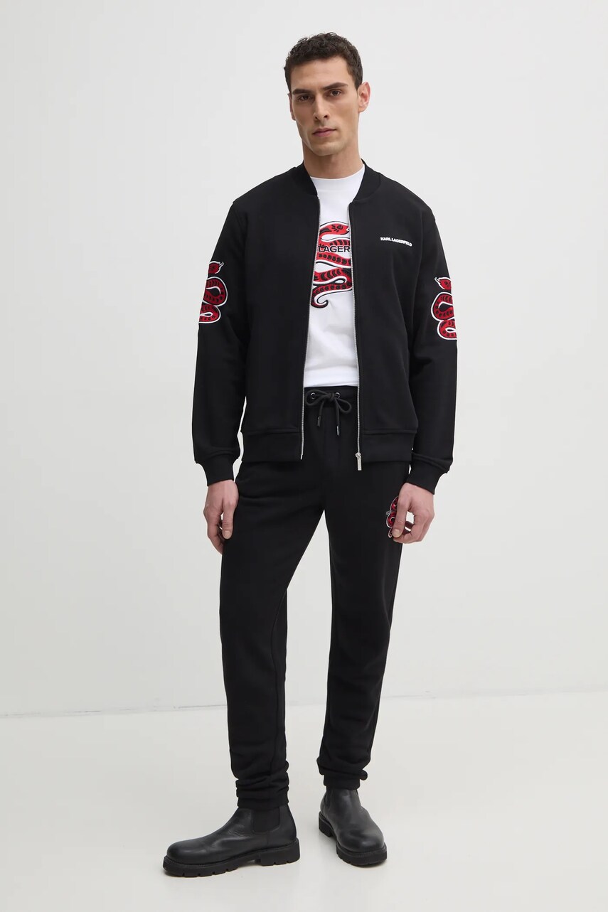 Кофта Karl Lagerfeld чоловіча колір чорний з аплікацією 551900.705403
