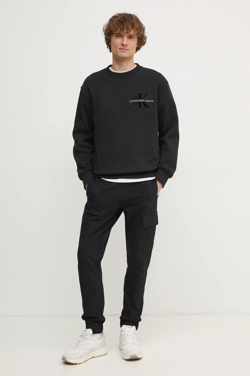 Кофта Calvin Klein Jeans чоловіча колір чорний з аплікацією J30J327105