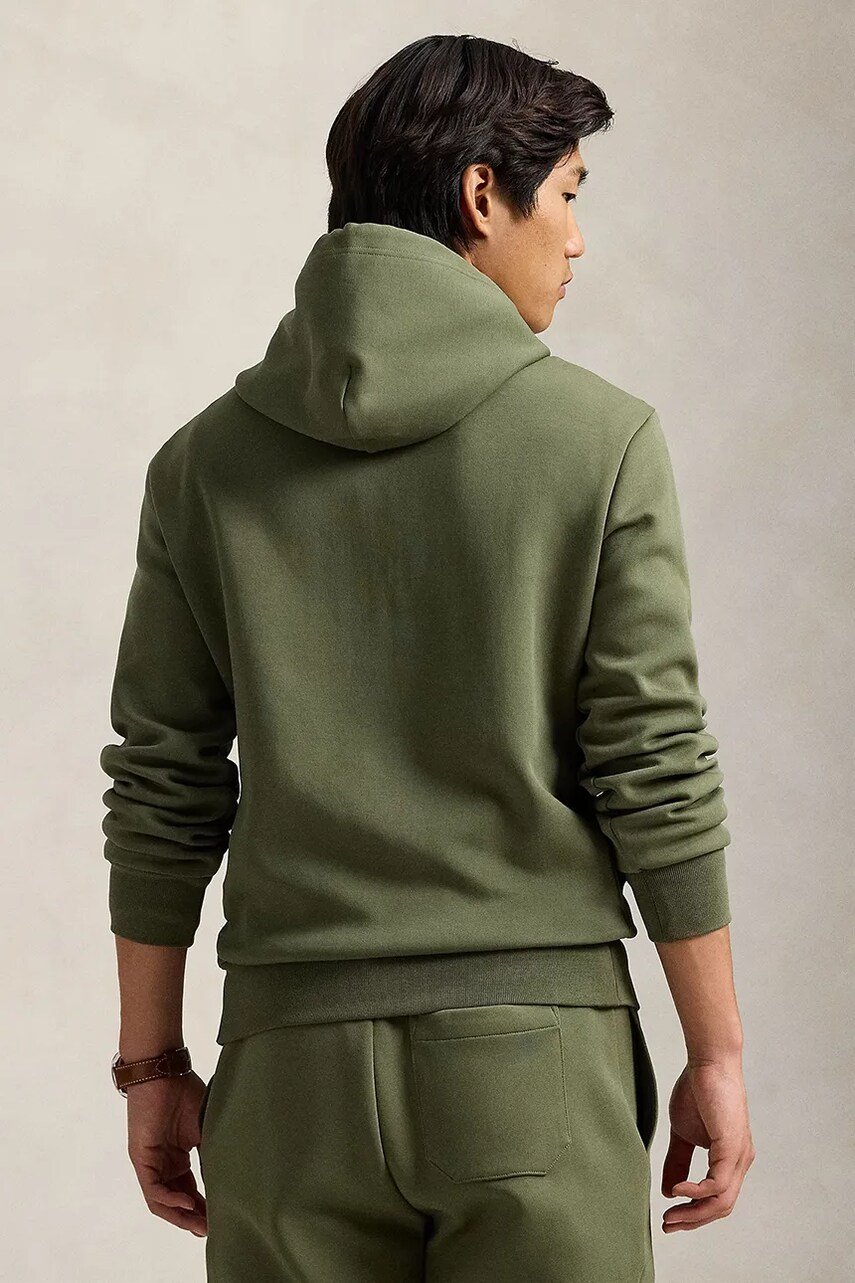 Кофта Polo Ralph Lauren чоловіча колір зелений з капюшоном з аплікацією 710957585