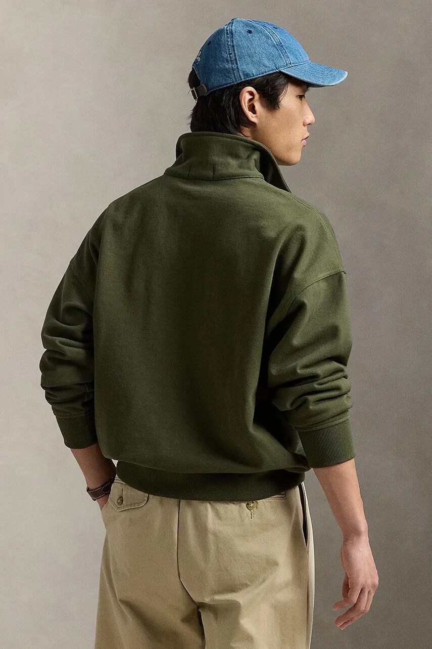 Кофта Polo Ralph Lauren чоловіча колір зелений однотонна 710961138