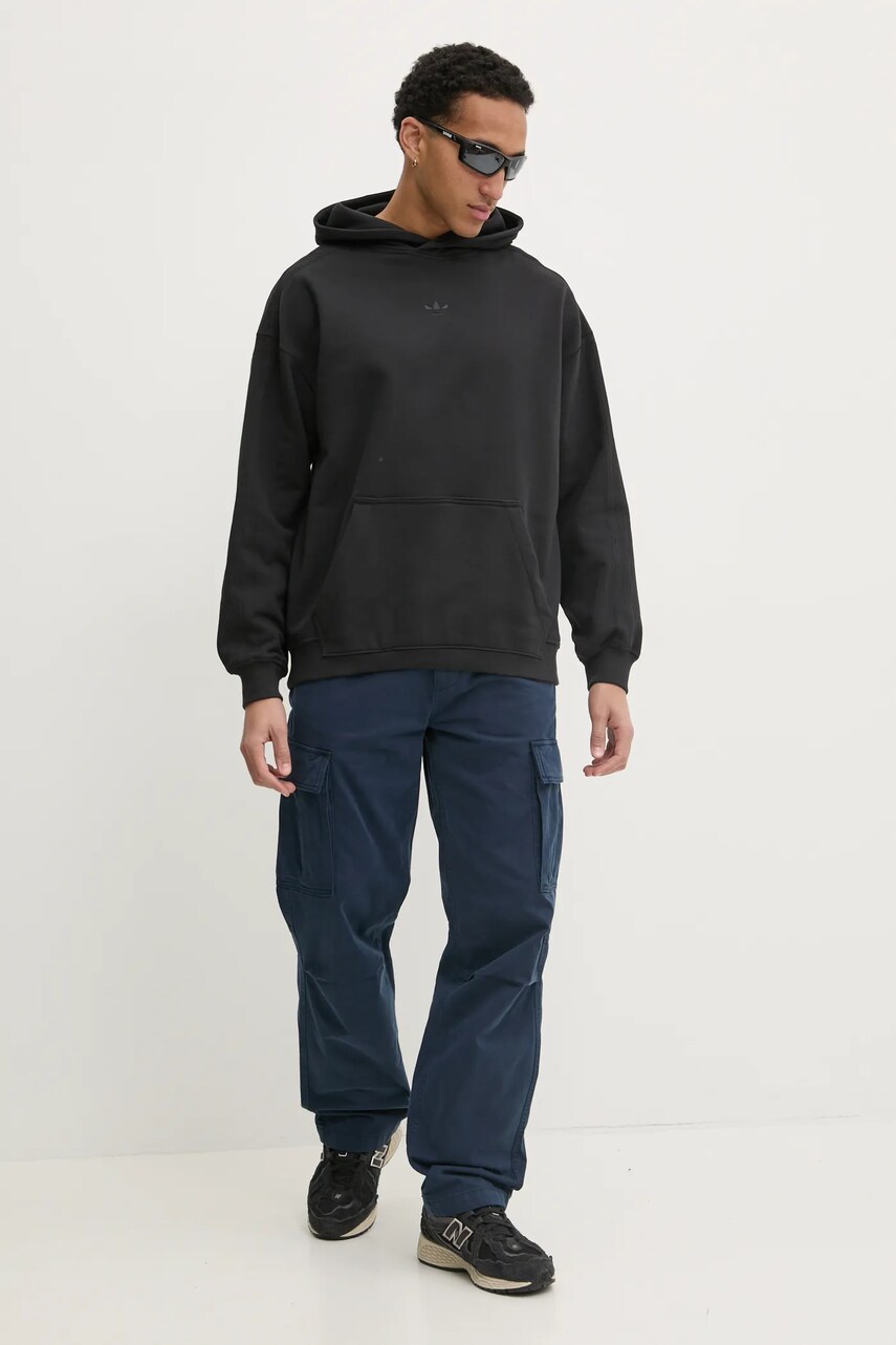 Бавовняна кофта adidas Originals Essential чоловіча колір чорний з капюшоном однотонна JC9572