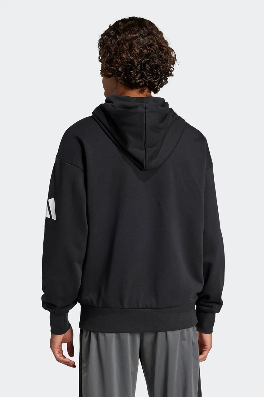 Кофта adidas Essentials чоловіча колір чорний з капюшоном однотонна JF3587