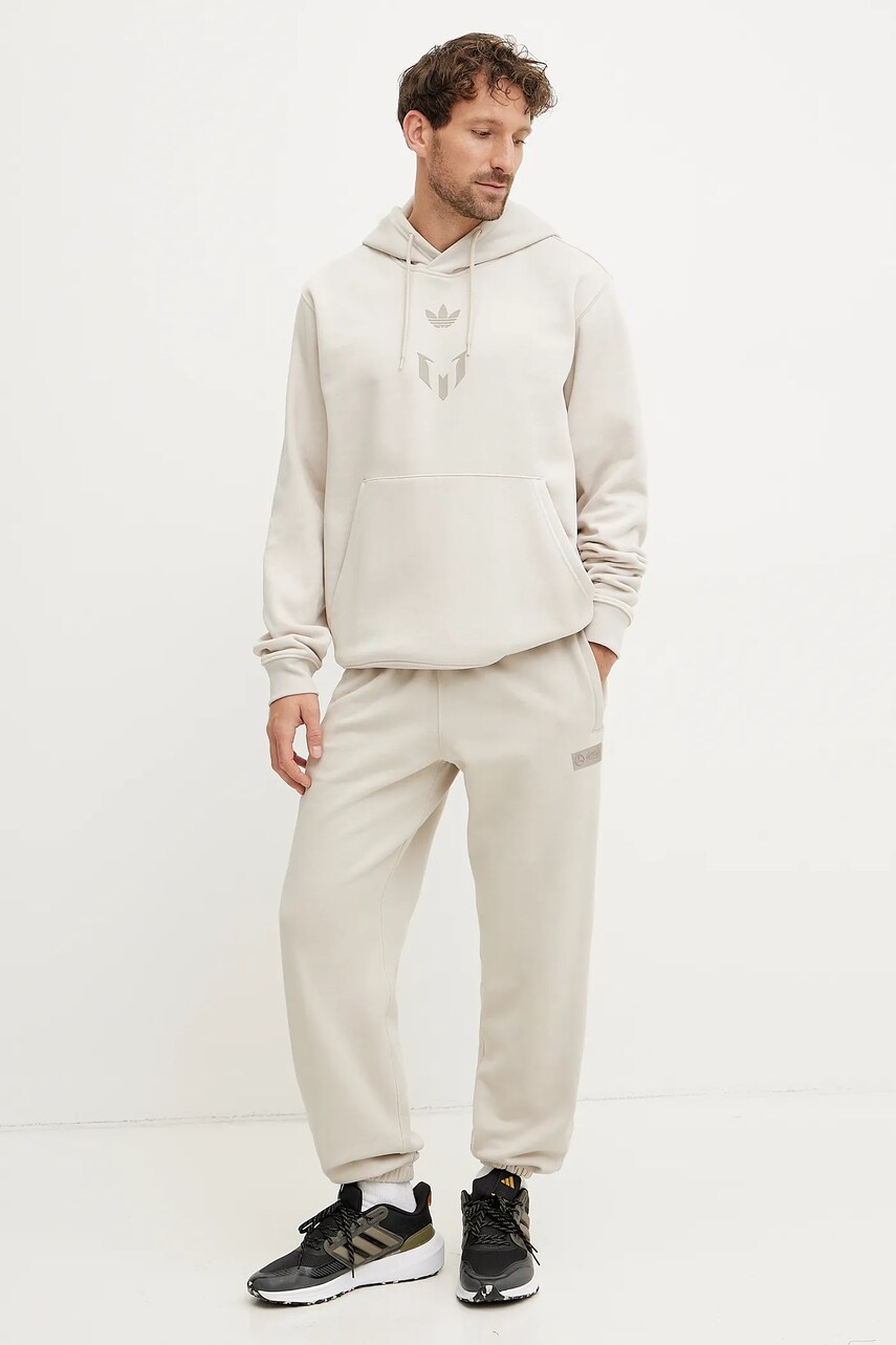 Кофта adidas Originals MESSI HOODIE чоловіча колір бежевий з капюшоном з принтом JC9474