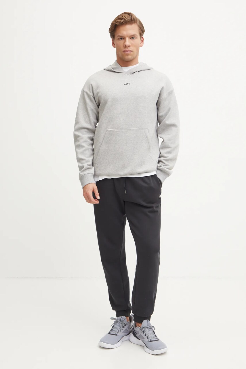 Кофта Reebok Athlete колір сірий з капюшоном меланж 100215042