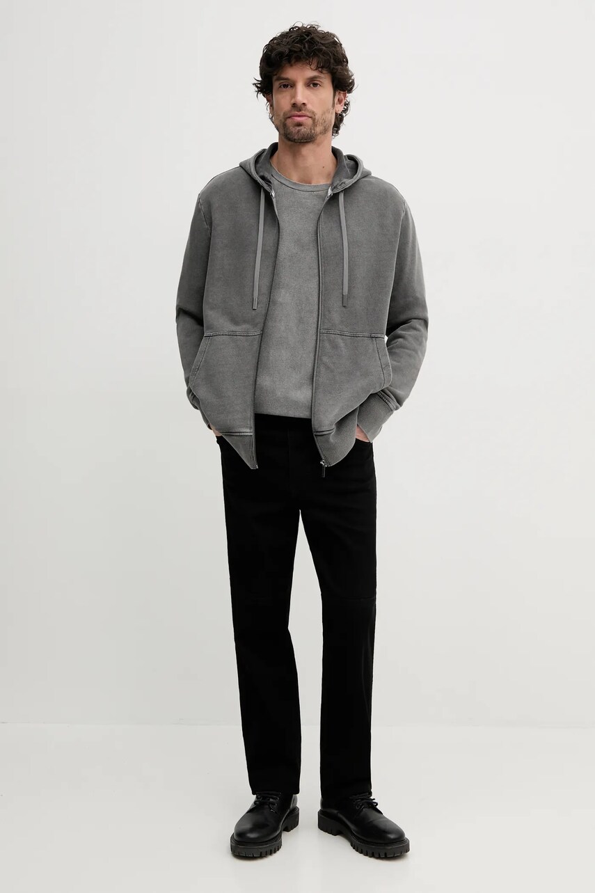 Бавовняна кофта MICHAEL Michael Kors колір сірий з капюшоном меланж UR552JL5DC
