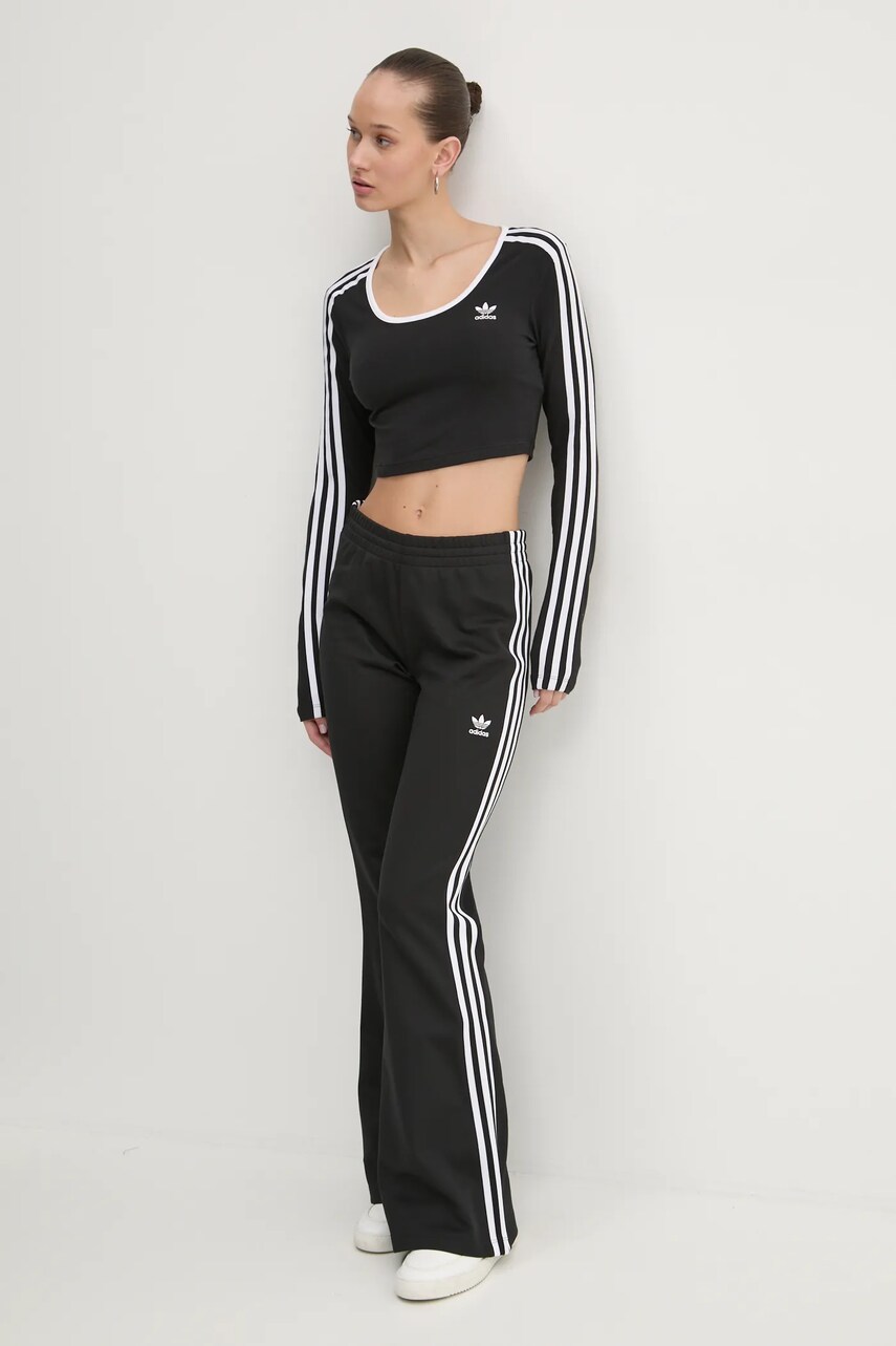 Лонгслів adidas Originals 3S LS CROP жіночий колір чорний JD4624