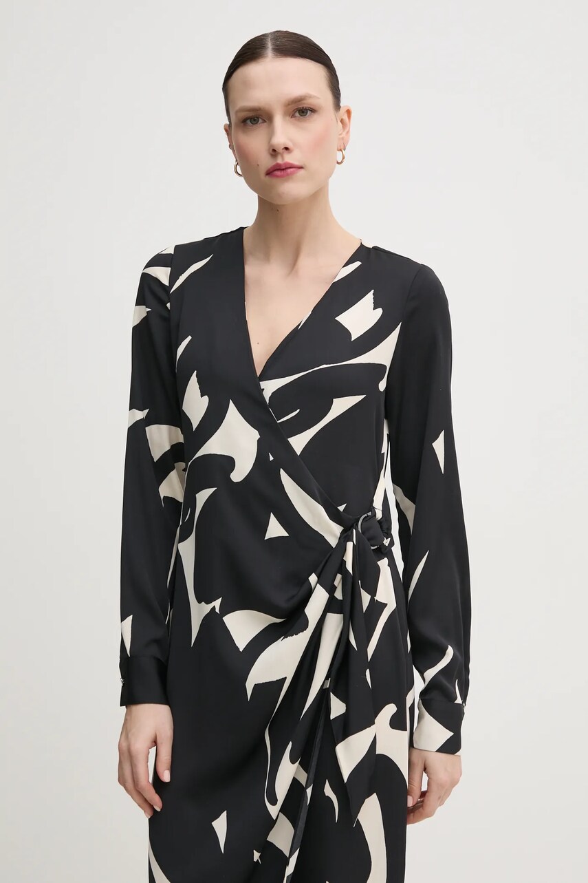 Сукня Dkny колір чорний midi розкльошена DD4JSD34