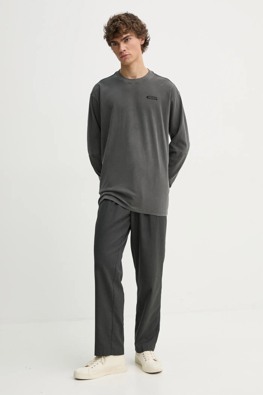Бавовняний лонгслів G-Star Raw колір сірий однотонний D25163-C756