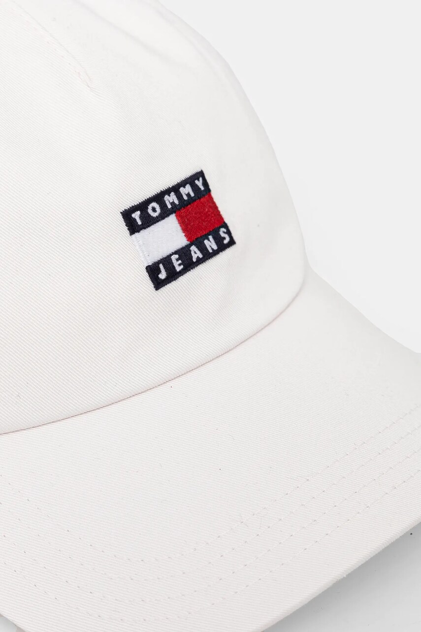 Бавовняна бейсболка Tommy Jeans колір білий з аплікацією AW0AW16991
