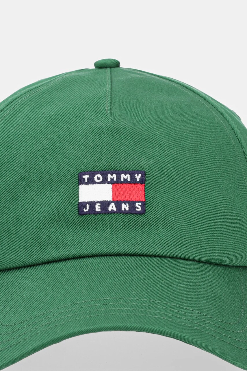 Бавовняна бейсболка Tommy Jeans колір коричневий з аплікацією AM0AM12933