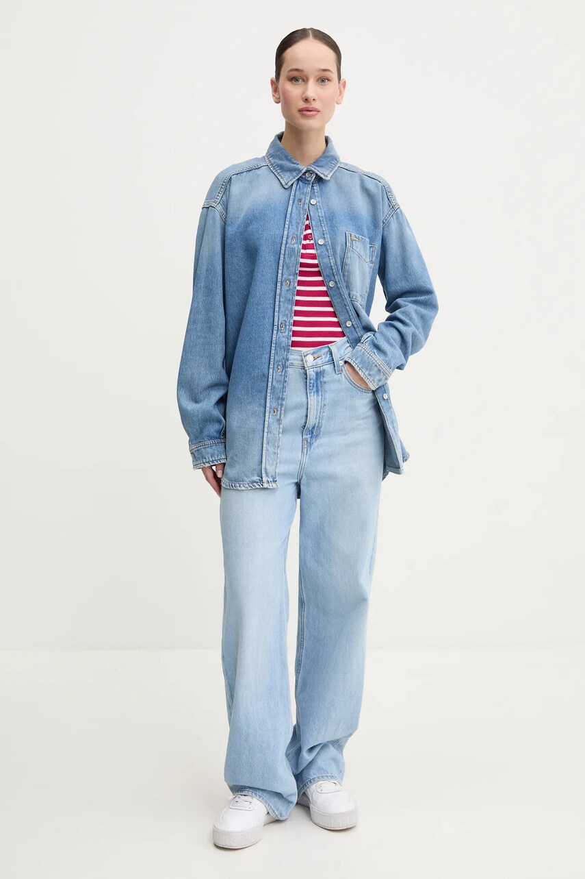 Джинсова сорочка Tommy Jeans жіноча relaxed класичний комір DW0DW19855