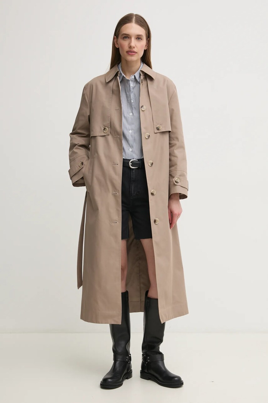 Сорочка Tommy Hilfiger жіноча колір сірий regular класичний комір WW0WW44084
