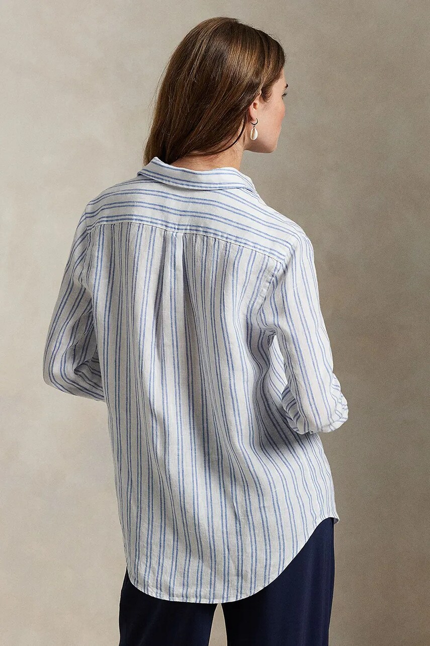 Сорочка з льону Polo Ralph Lauren жіноча колір білий regular класичний комір 211970691