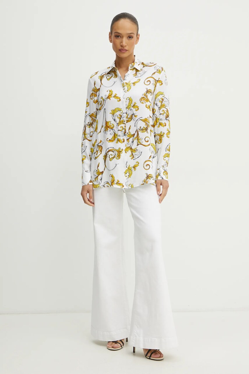 Сорочка Versace Jeans Couture жіноча колір білий regular класичний комір 78HAL222 NS639