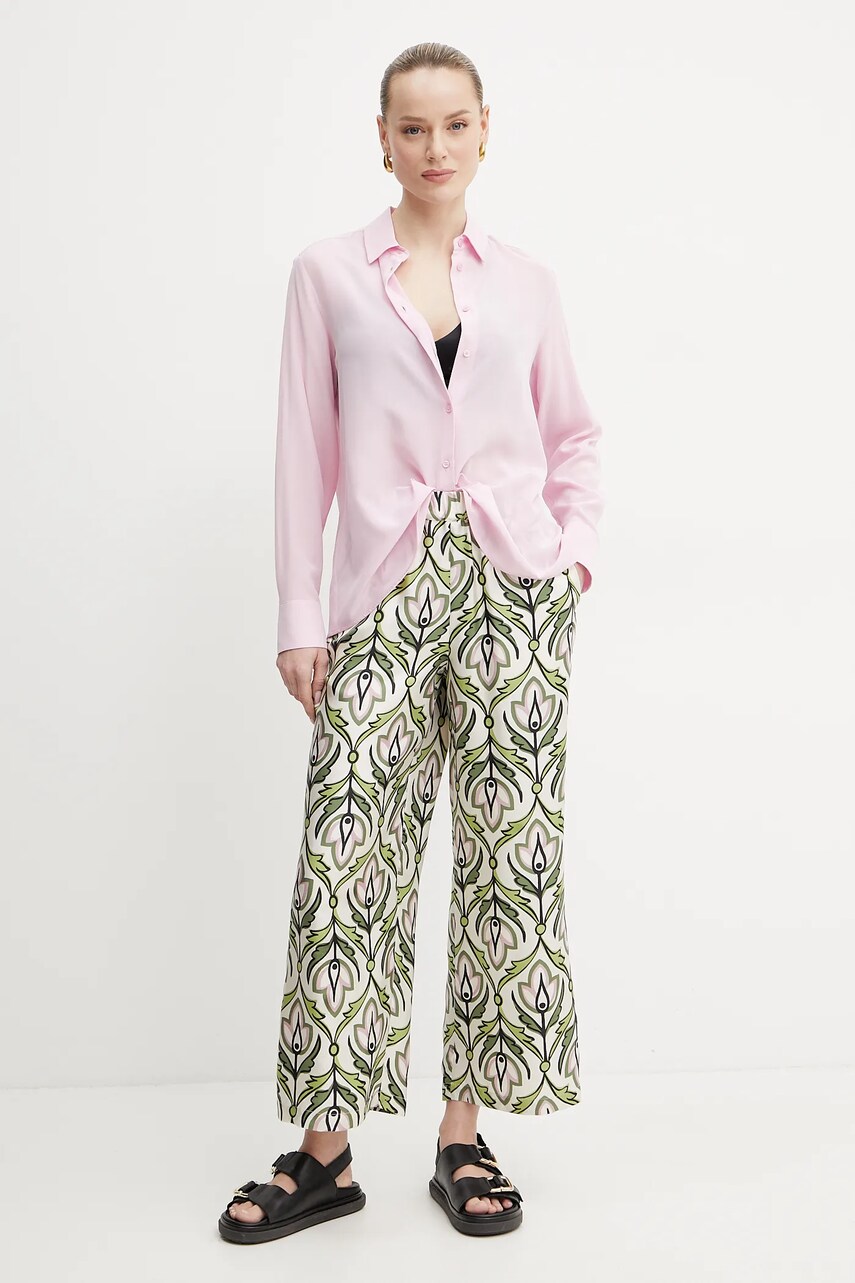 Шовкова сорочка Weekend Max Mara жіноча колір рожевий relaxed класичний комір 2515111161600
