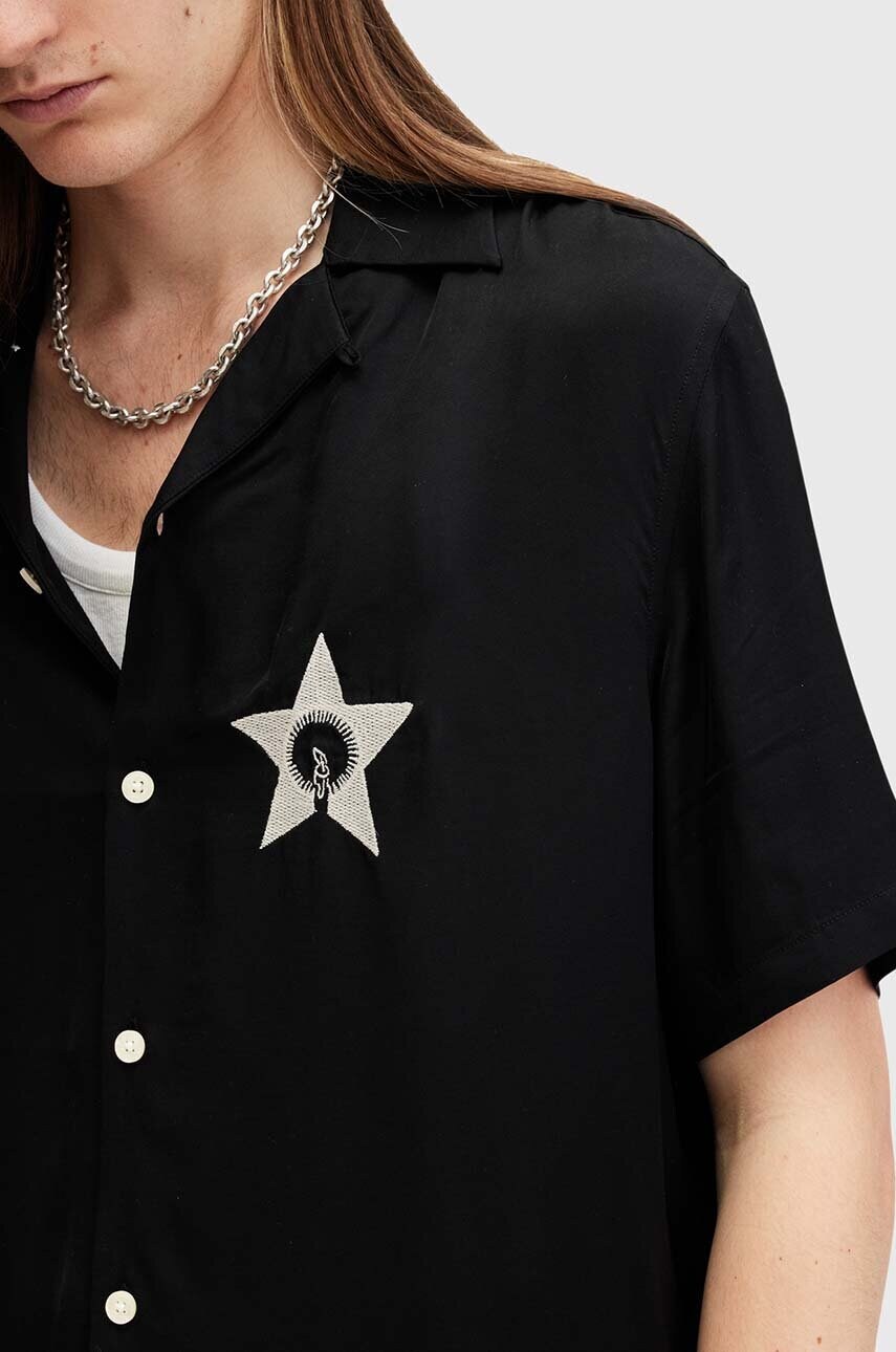 Сорочка AllSaints WISH чоловіча колір чорний relaxed M027SB