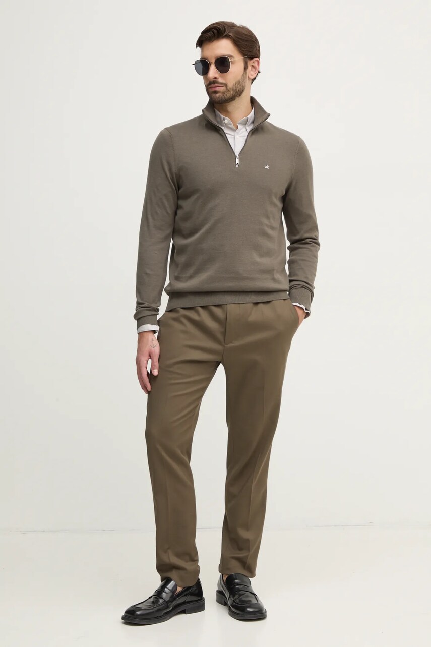 Сорочка Calvin Klein чоловіча колір бежевий regular класичний комір K10K113614