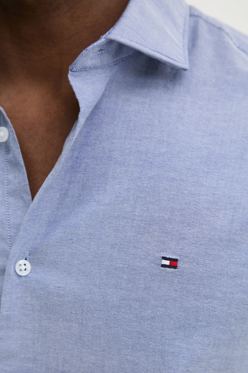 Бавовняна сорочка Tommy Hilfiger чоловіча slim з італійським коміром MW0MW37597