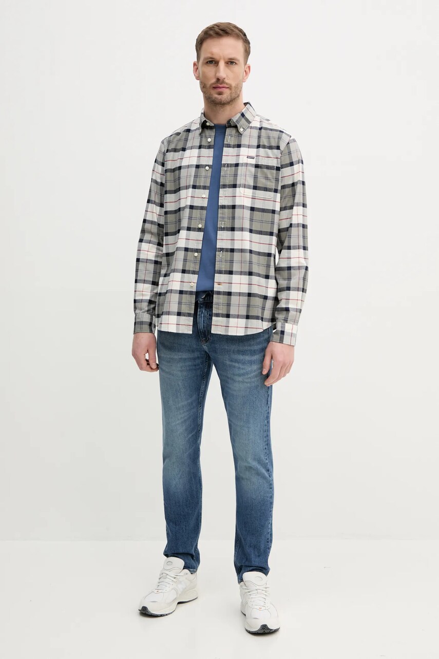 Сорочка Barbour Lewis Tailored Shirt чоловіча колір сірий regular класичний комір MSH5070