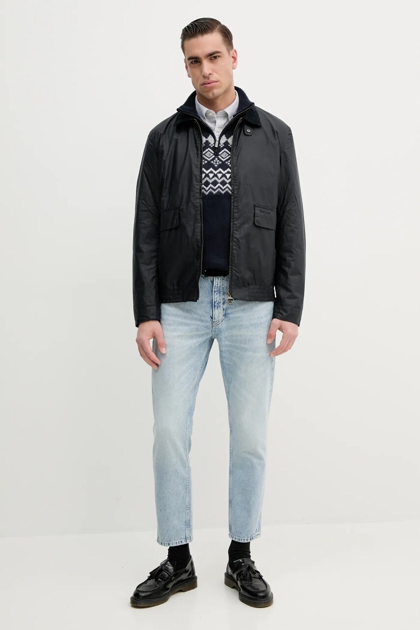 Бавовняна сорочка Barbour Striped Oxtown Tailored Shirt чоловіча колір сірий slim комір button-down MSH5303