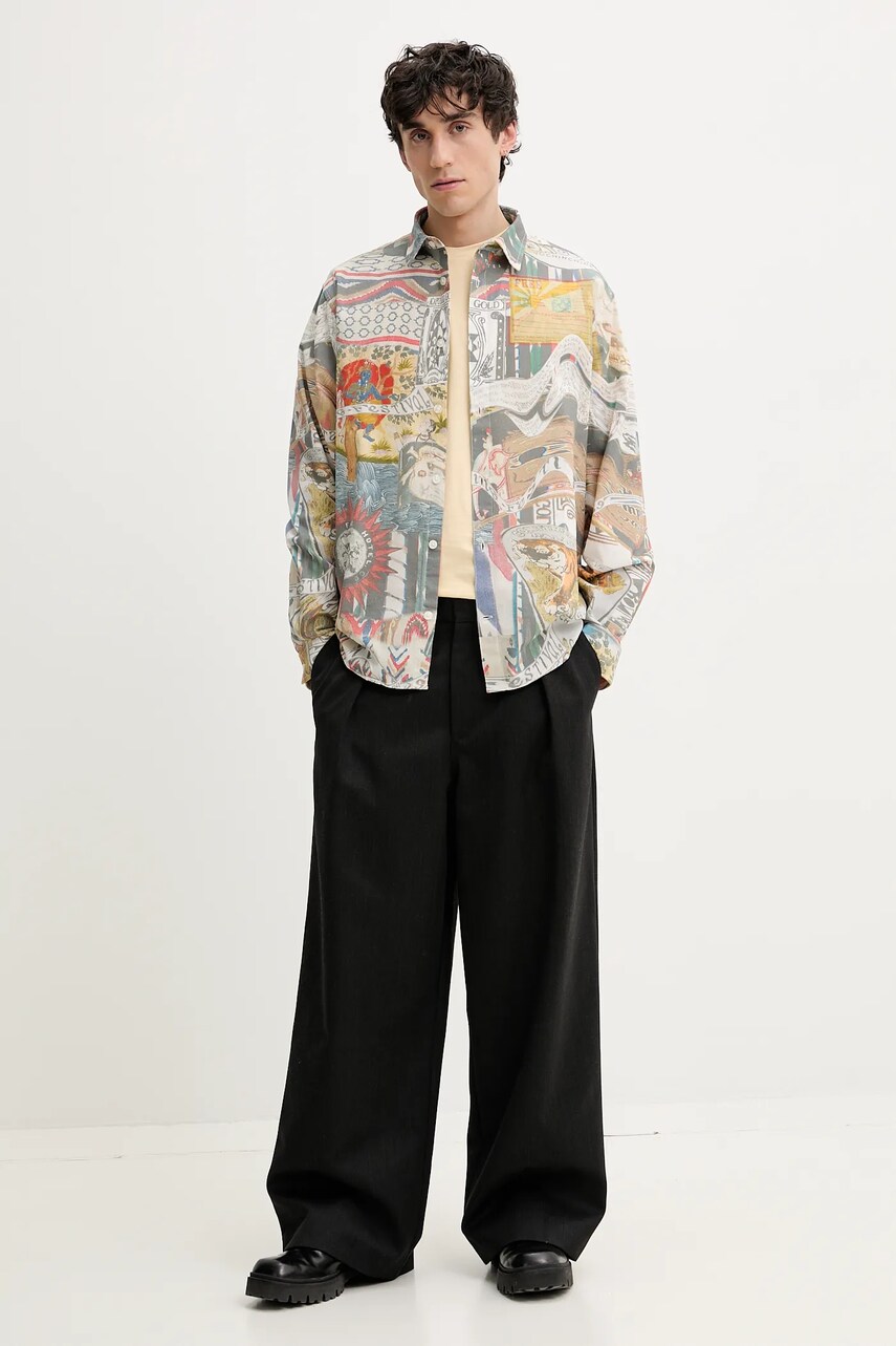 Бавовняна сорочка Desigual COLOR чоловіча колір сірий regular класичний комір 25SMCW10
