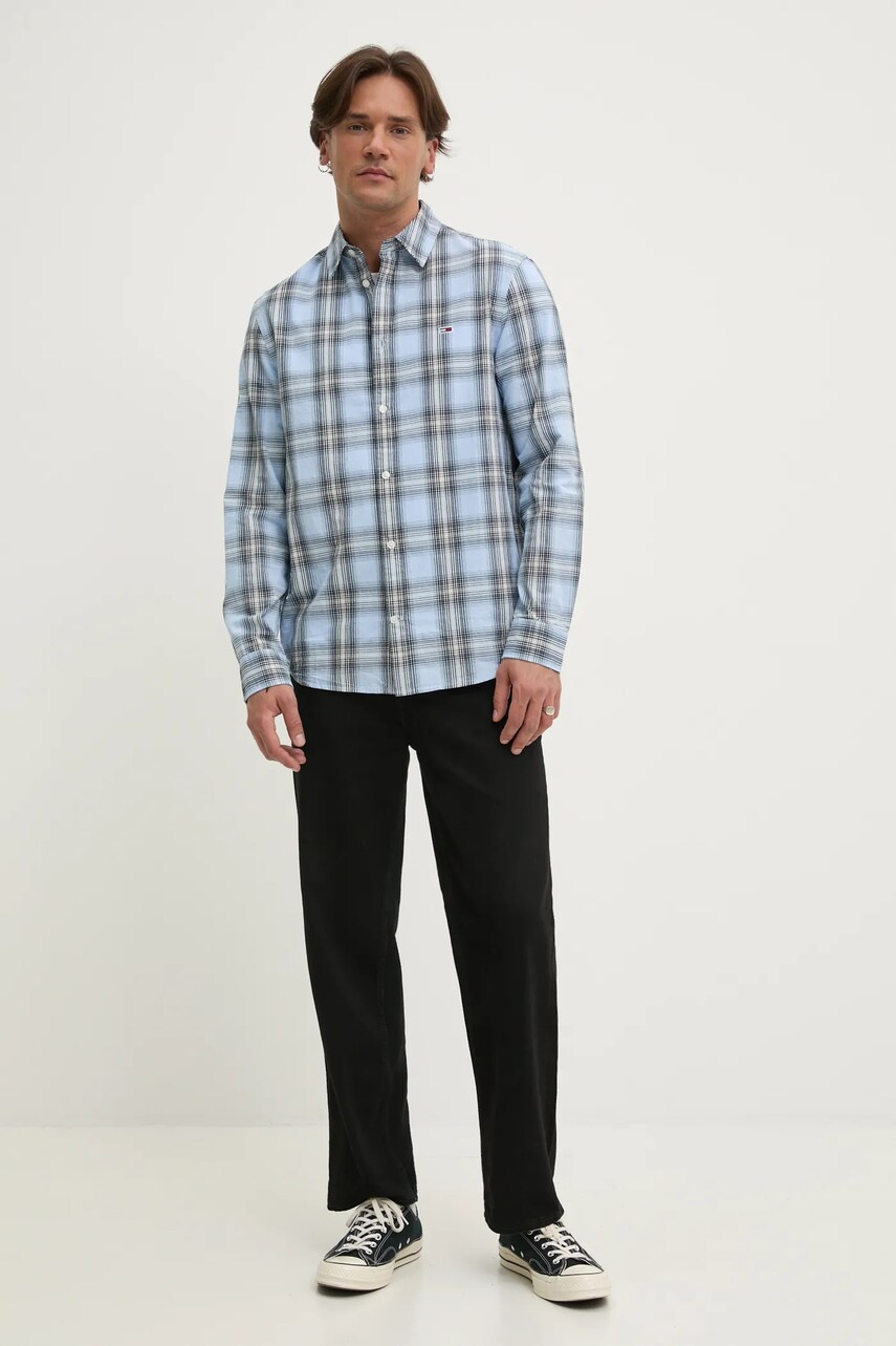 Бавовняна сорочка Tommy Jeans чоловіча regular класичний комір DM0DM20885
