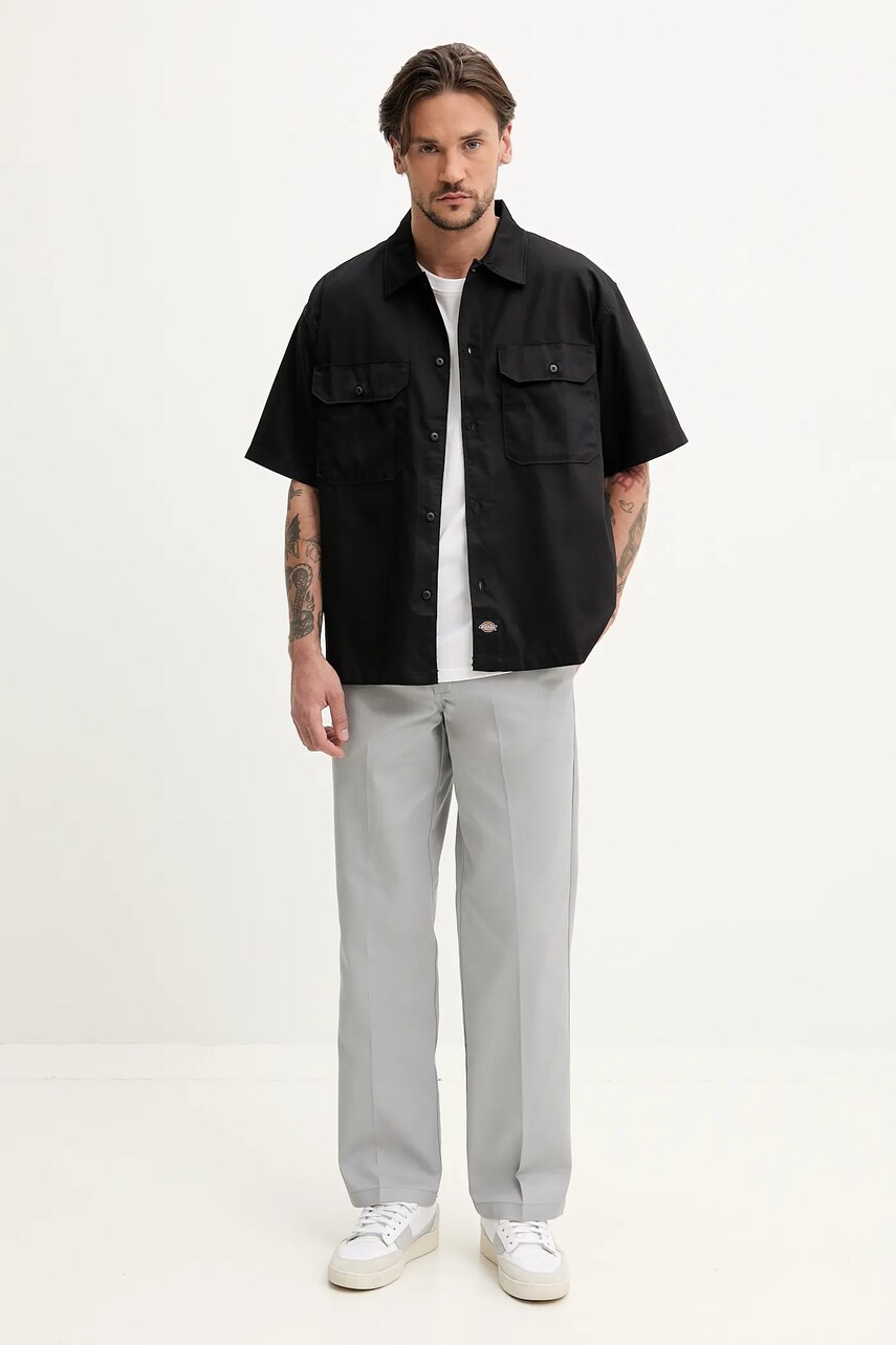 Сорочка Dickies чоловіча колір чорний relaxed класичний комір DK0A4Z7QBLK1