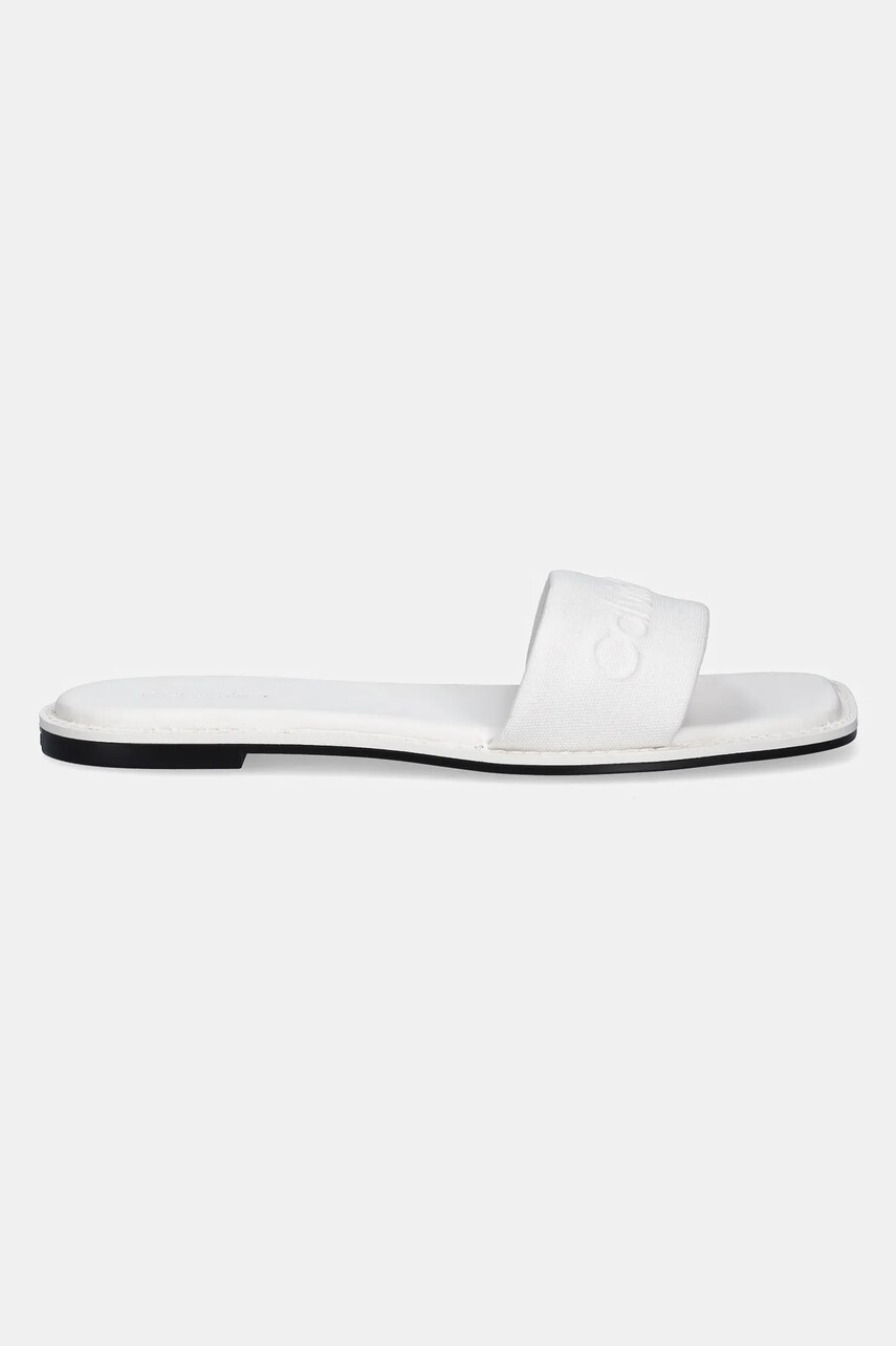 Шльопанці Calvin Klein FLAT SLIDE - HE жіночі колір білий HW0HW02378