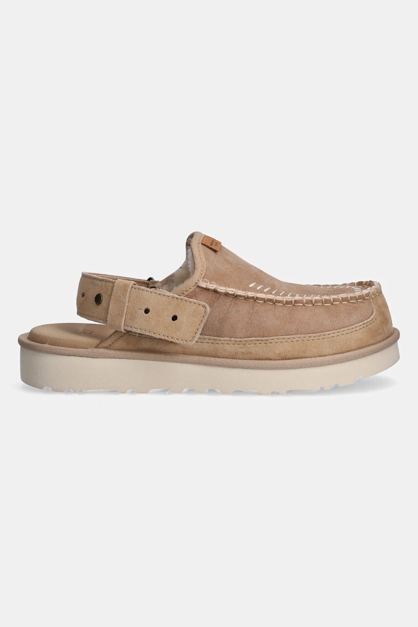 Замшеві шльопанці UGG Goldencoast Clog Regenerate чоловічі колір бежевий 1169491-SAN