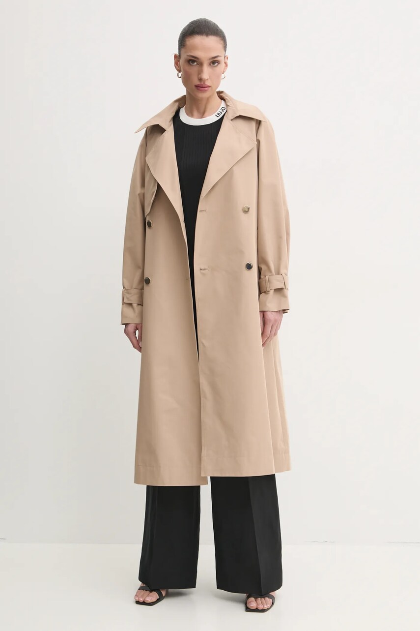 Тренч Liu Jo жіночий колір бежевий перехідний oversize WA5477.T3508