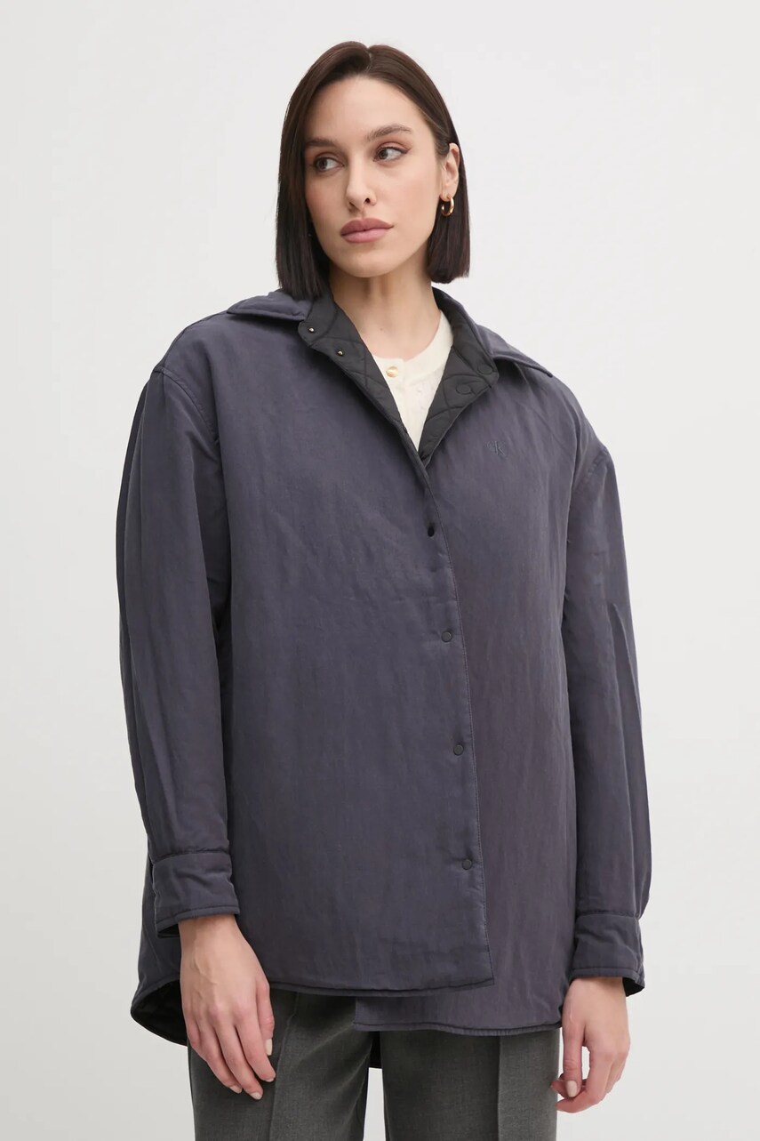 Двостороння куртка Calvin Klein Jeans жіноча колір сірий перехідна J20J225018