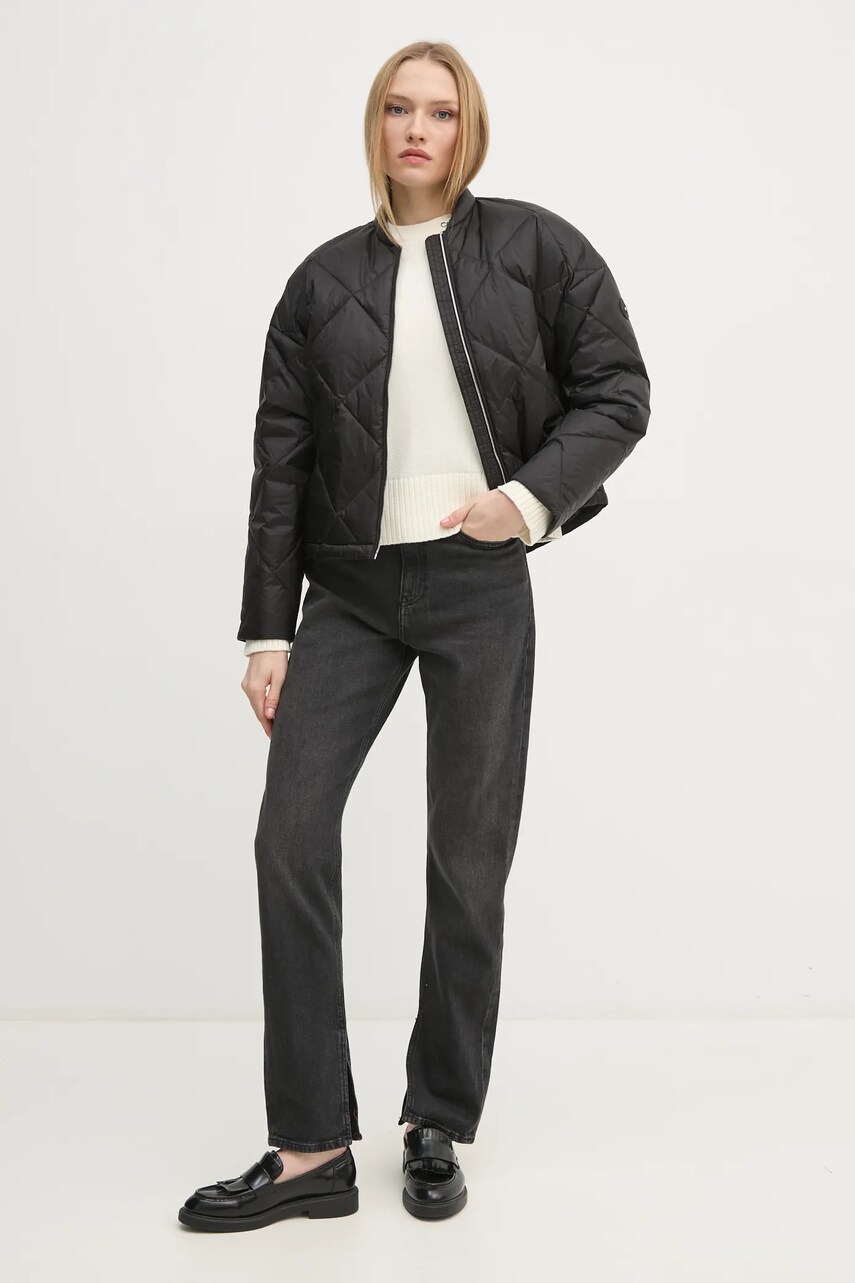 Пухова куртка Tommy Hilfiger жіноча колір чорний перехідна oversize WW0WW44342