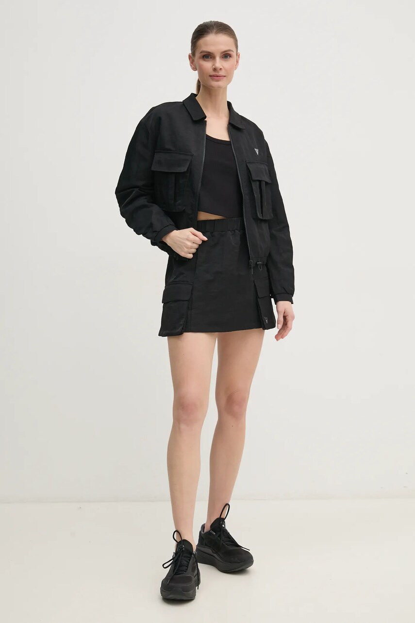 Куртка Guess SYLVIE жіноча колір чорний перехідна V5RL03 WGYB0