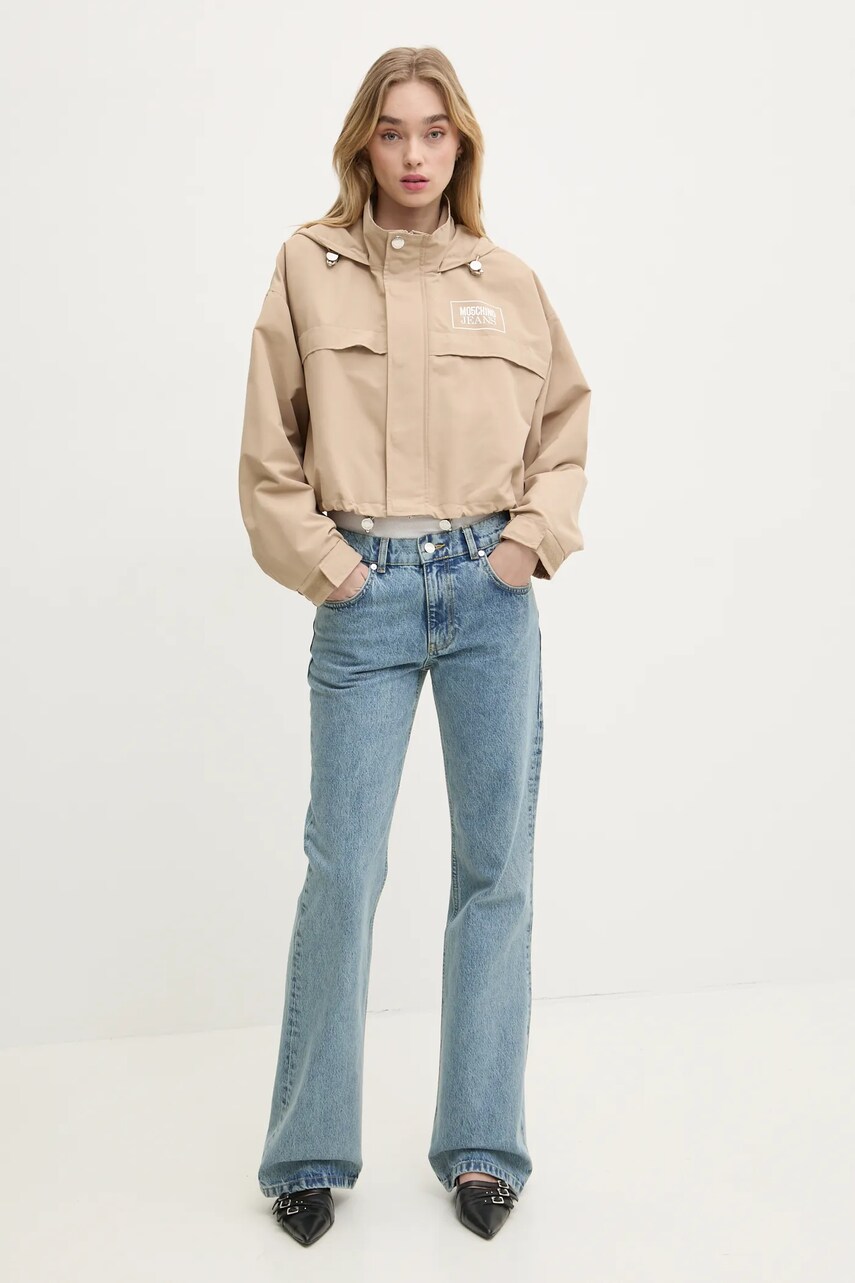 Куртка Moschino Jeans жіноча колір бежевий перехідна oversize 0605 3220
