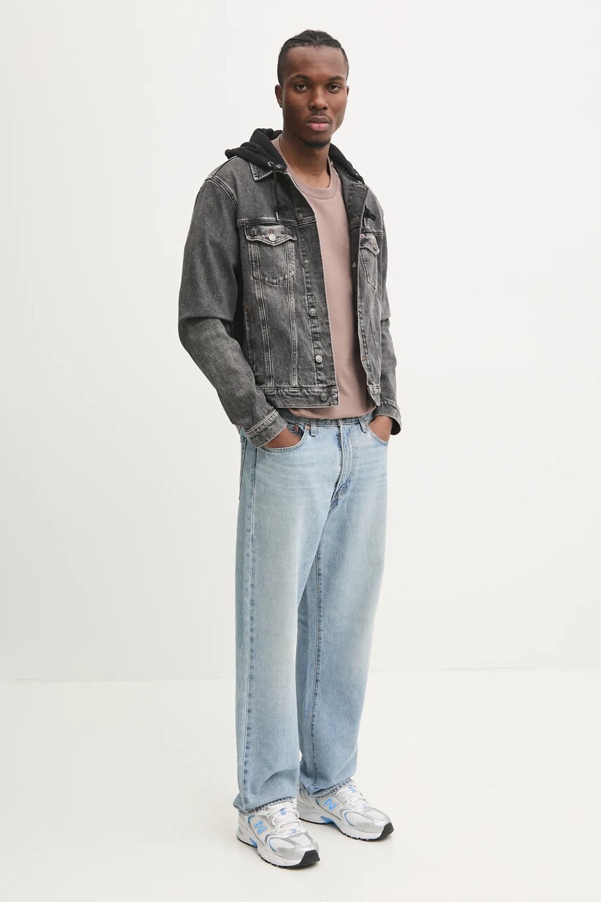Джинсова куртка Tommy Jeans чоловіча колір сірий перехідна DM0DM20621
