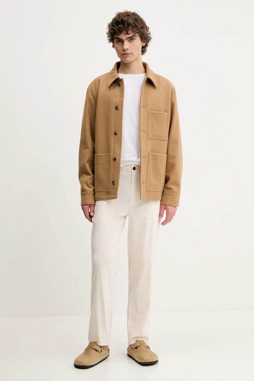 Вовняна куртка-сорочка A.P.C. veste emile колір бежевий перехідна WOAJS.H02713