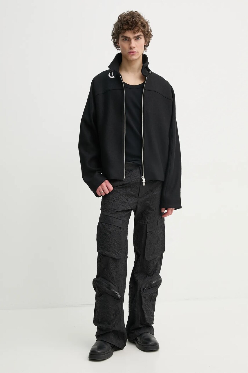 Вовняна куртка Heliot Emil колір чорний перехідна oversize PRESS25_M_02_146_BLK01
