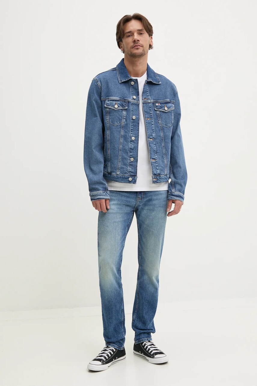 Джинсова куртка Tommy Jeans колір синій перехідна DM0DM21047