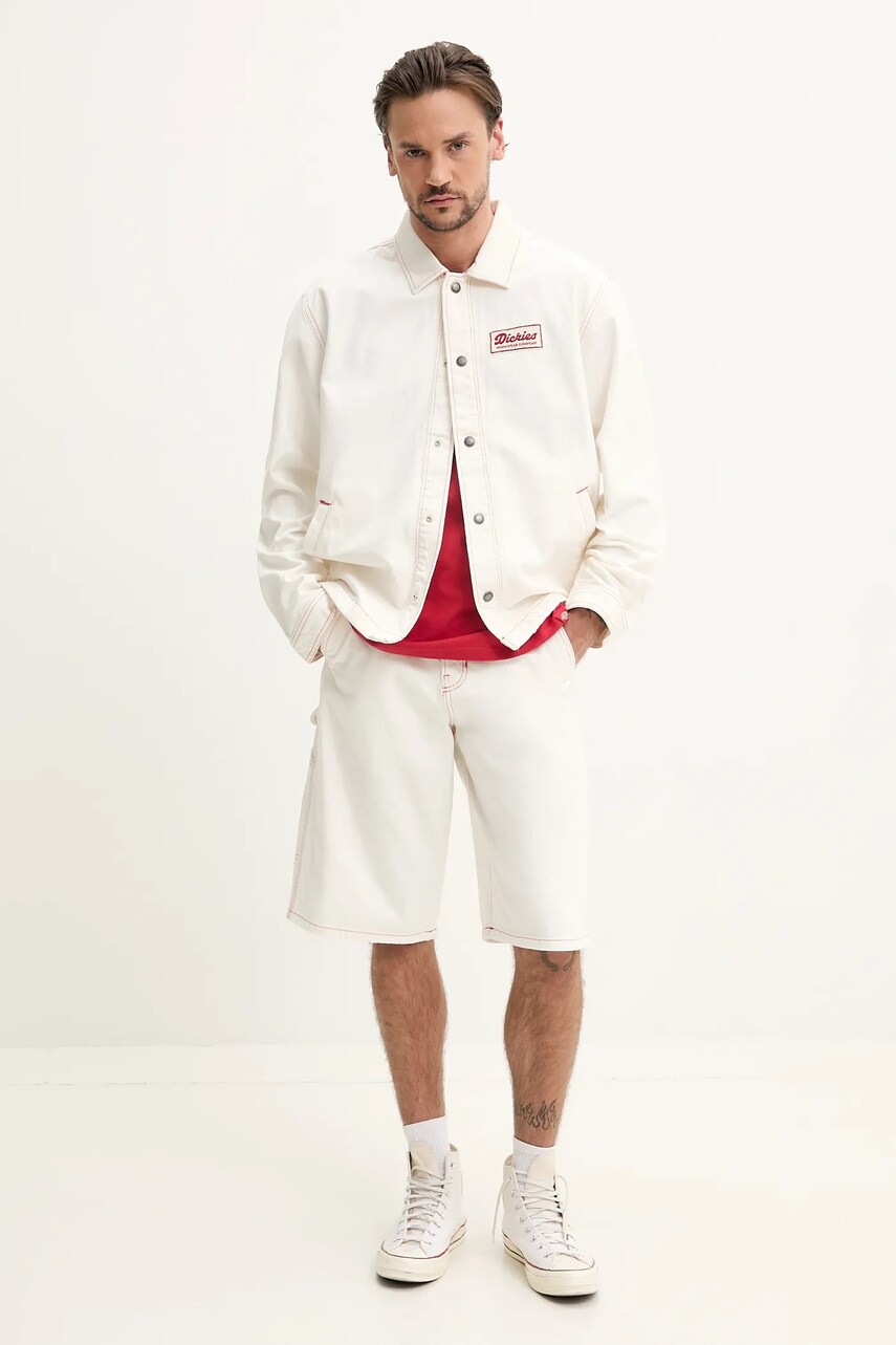 Джинсова куртка Dickies чоловіча колір бежевий перехідна oversize DK0A4Z76C481