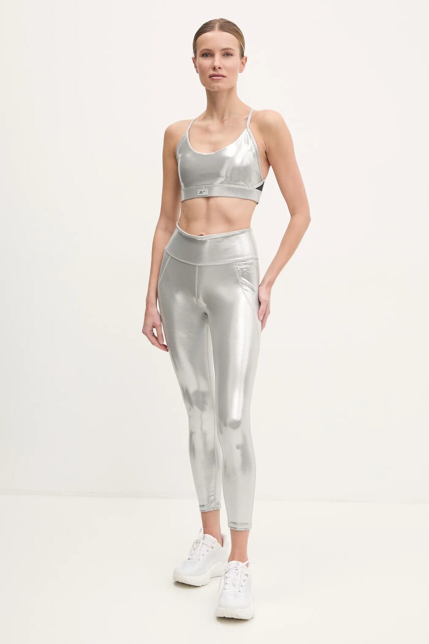 Легінси для тренувань Reebok Lux Chrome колір срібний однотонні 100214627