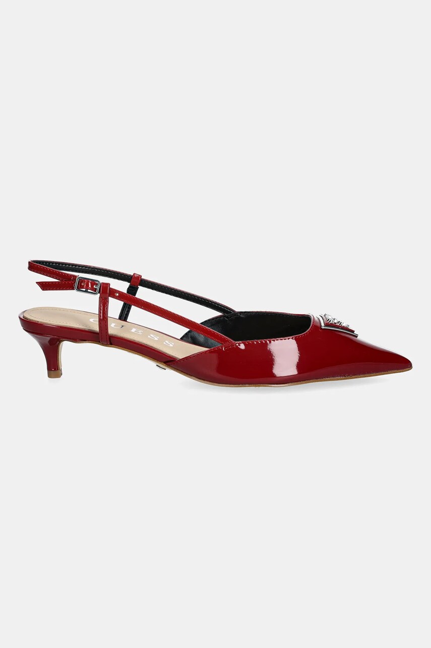 Туфлі Guess JESSON колір бордовий на низьких підборах відкрита п'ята FLPJSS PAF05