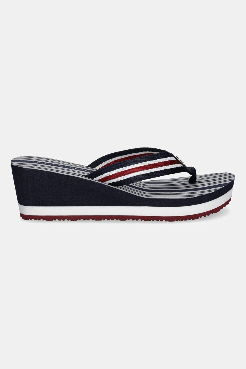 В'єтнамки Tommy Hilfiger IM PLATFORM BEACH SANDAL жіночі колір синій на танкетці FW0FW08371