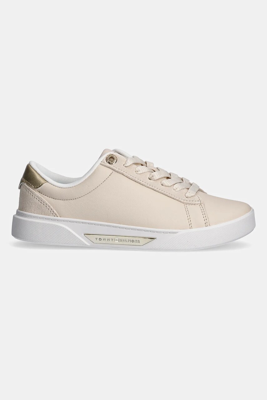 Шкіряні кросівки Tommy Hilfiger CHIC COURT SNEAKER колір бежевий FW0FW08382