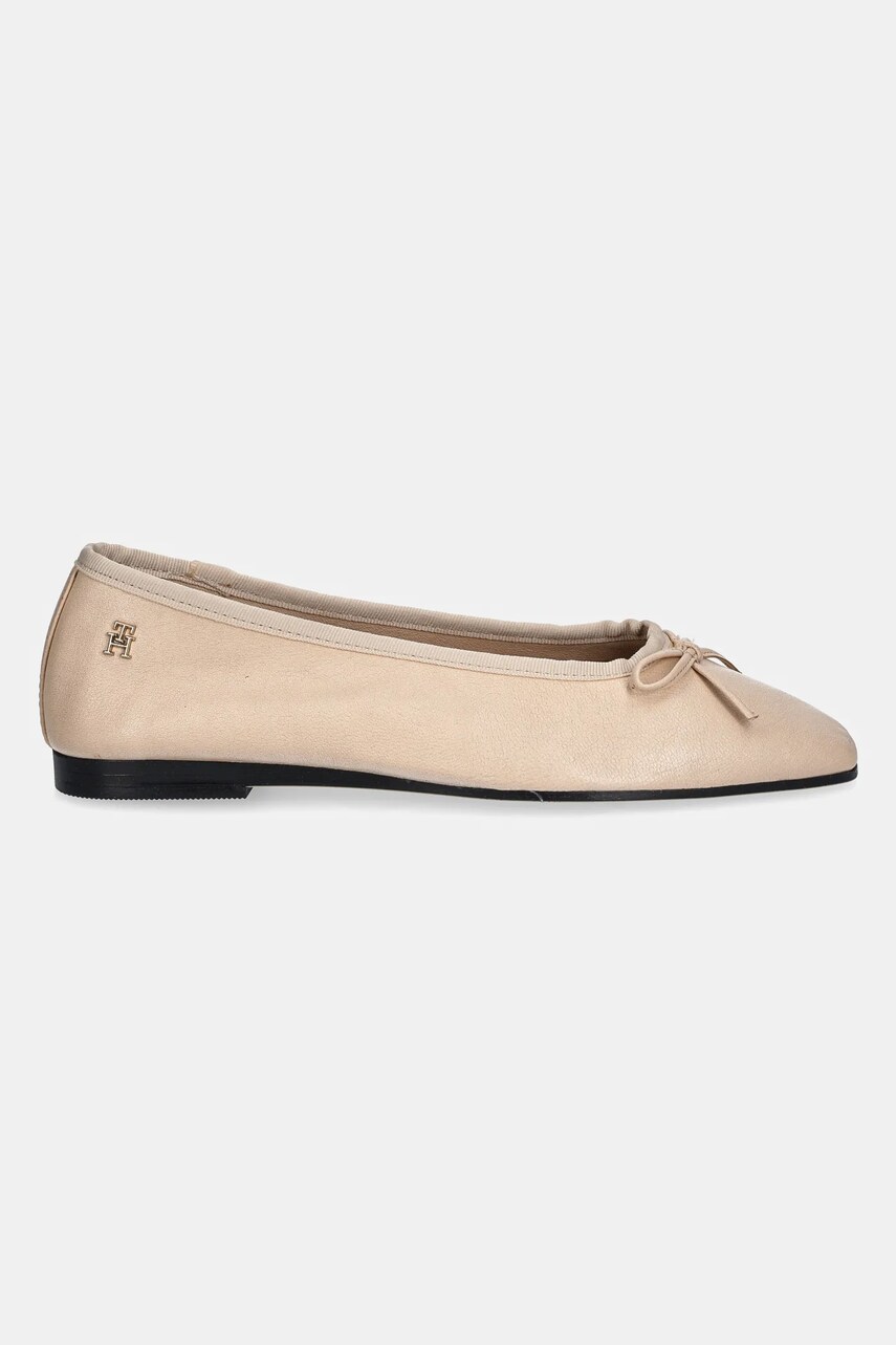 Шкіряні балетки Tommy Hilfiger BALLERINA SOFT LEATHER колір бежевий  FW0FW08355