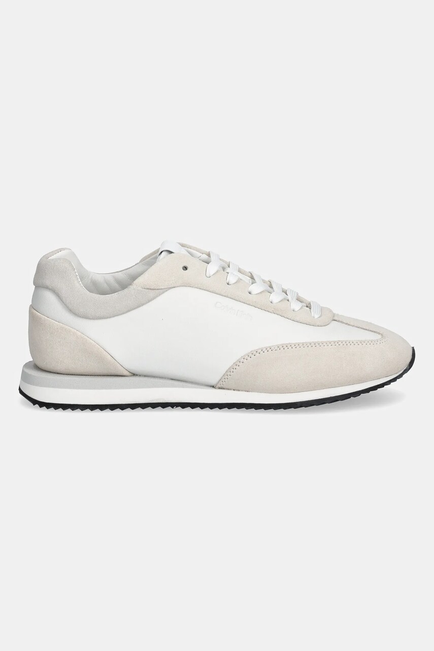 Шкіряні кросівки Calvin Klein RUNNER LACE UP - LTH SUE MIX колір білий HW0HW02286
