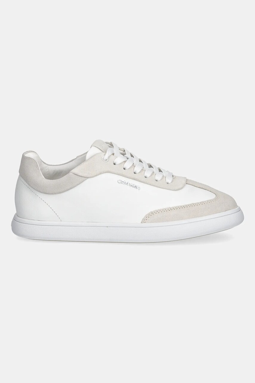 Шкіряні кросівки Calvin Klein CUPSOLE LACE UP - LTH SUE MIX колір білий HW0HW02435